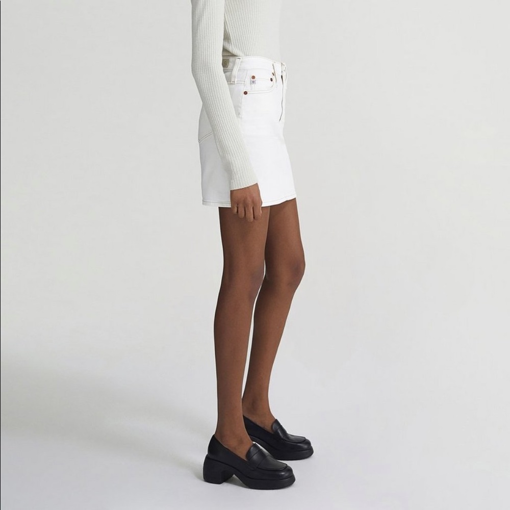 AG jeans white Vera mini denim skirt